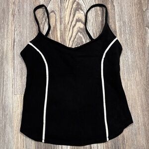 Chic Black Camisole with White Trim
